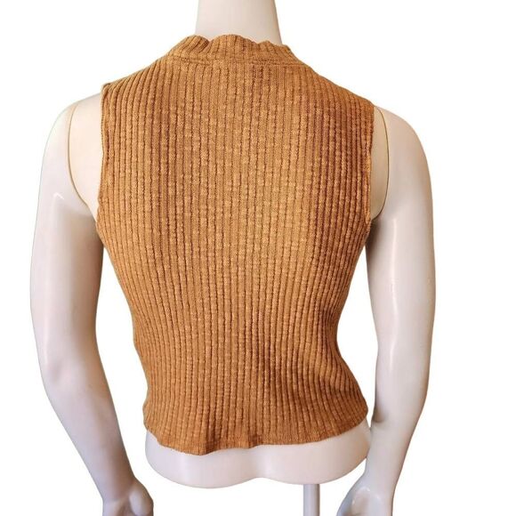 Forever 21 Tan Ribbed Mock Neck Tank Top (0X) - Picture 4 of 5